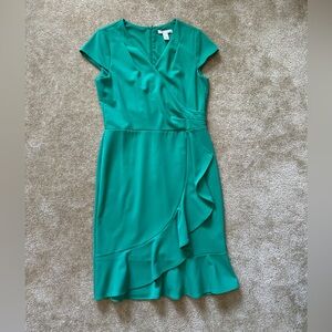 London Times Green Asymmetrical Dress